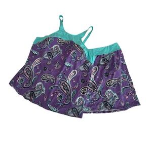 D & Co Beach Purple Paisley Tankini Set Top and Skirt Swimsuit Plus Size 28W